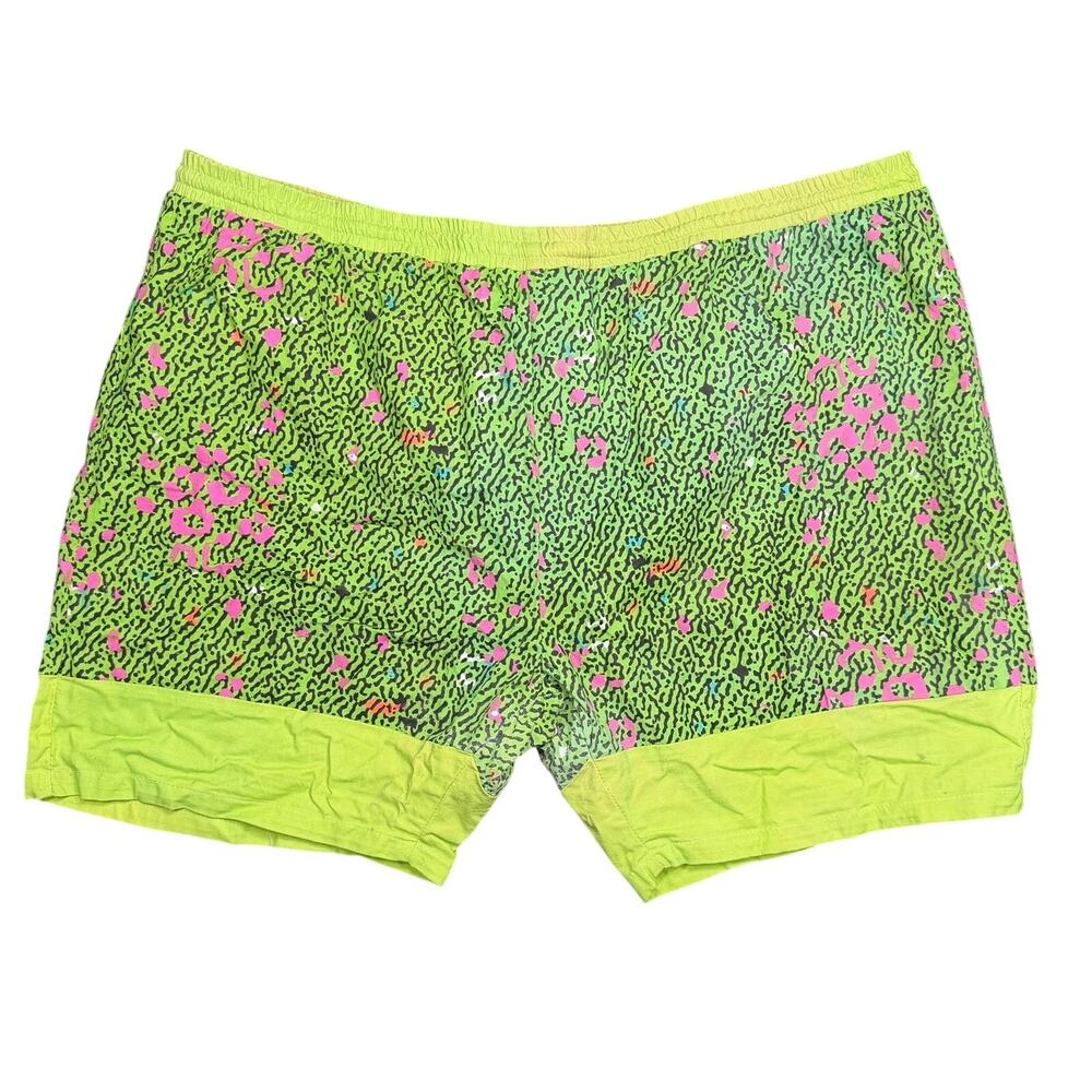 Vintage Westside Swimwear Neon Green Abstract Leopard Board Shorts XL